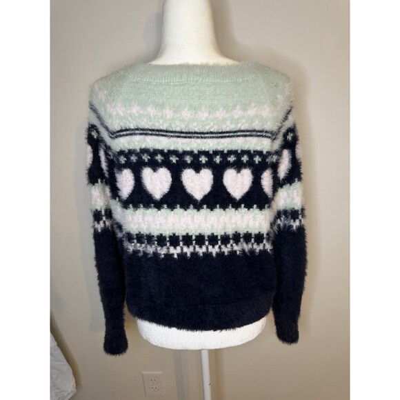 Victoria's Secret Soft Cozy Fuzzy Crop Fair Isle Sweater Shirt Top Small - Picture 5 of 8